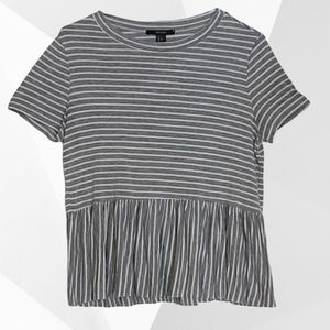 Forever 21 Grey Striped Babydoll Top